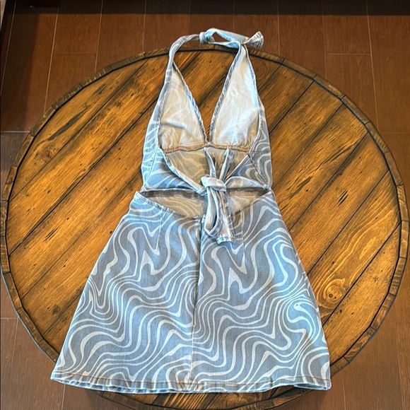 Blue and White Halter Dress - Picture 2 of 3
